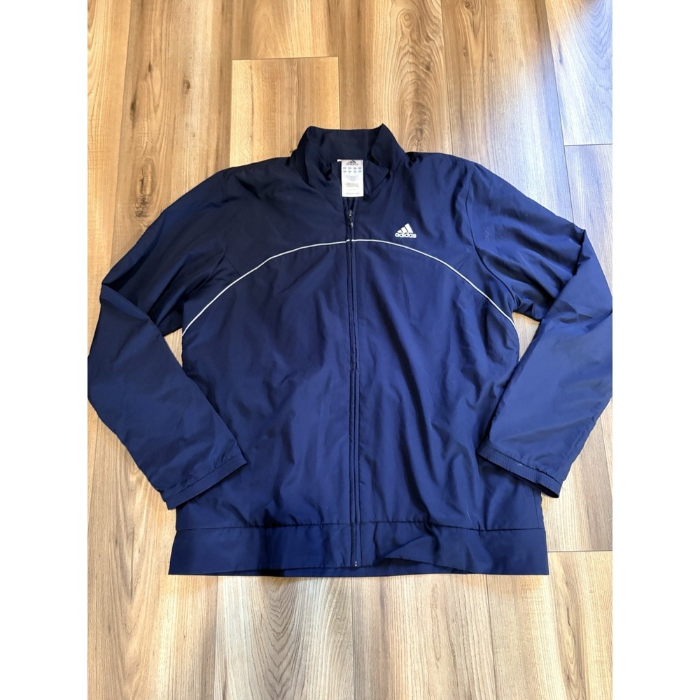 Adidas Track Jacket Men's Large Navy Blue Clima365 Full Zip Lightweight